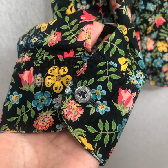 LIBERTY Women's Button Front Shirt Floral Dark Long Sleeve Collared US Size 6 - Picture 6 of 14
